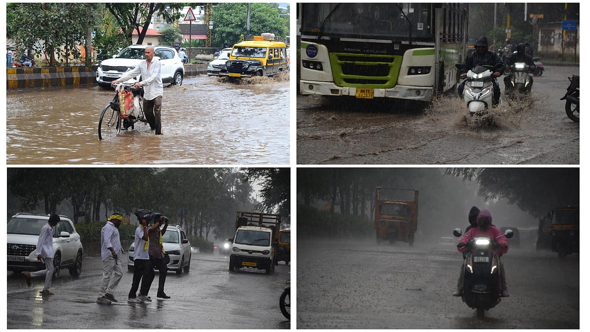 Nashik: Torrential Afternoon Rain Brings Traffic To Slowdown, Waterlogging Reported