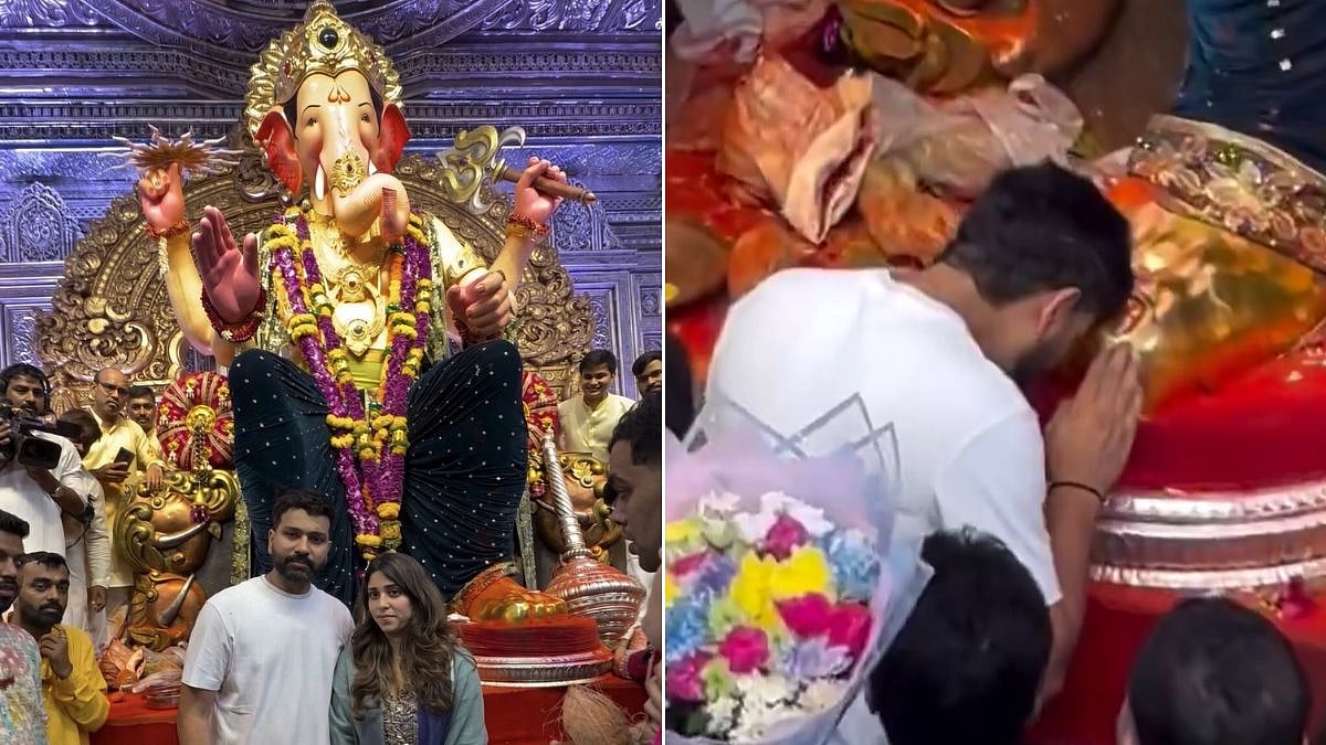 Rohit Sharma Offers Prayers At Lalbaugcha Raja With Wife; Fans Chant ‘Rohit, Rohit’ Ahead Of India vs West Indies ODIs | VIDEO
