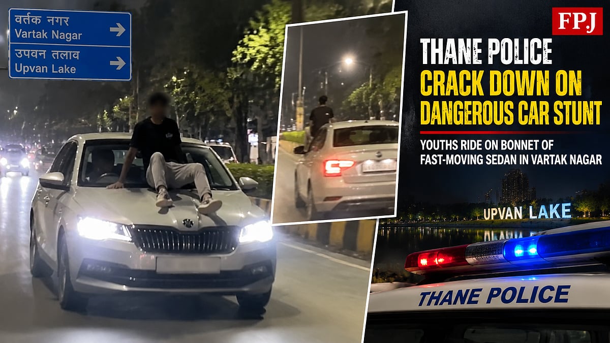 Thane Police Launch Action Against Youths After Viral Video Shows Dangerous Car Bonnet Stunt Near...