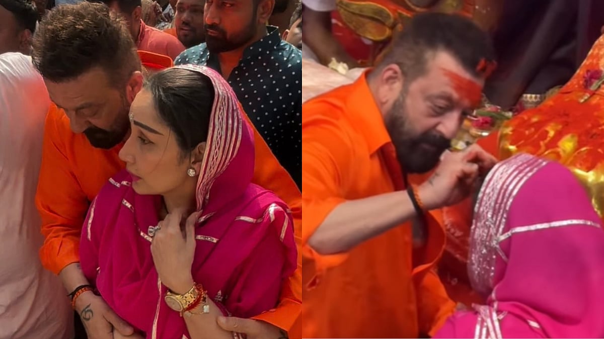 Video: Sanjay Dutt Protects Wife Maanayata Amid Crowd At Lalbaugcha Raja Pandal; Bumps Into Ananya Panday And Chunky Panday