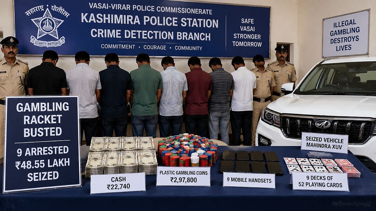 Palghar Crime: Kaju Pada Gambling Den Busted: 9 Arrested, Property Worth ₹48.55 Lakh Seized