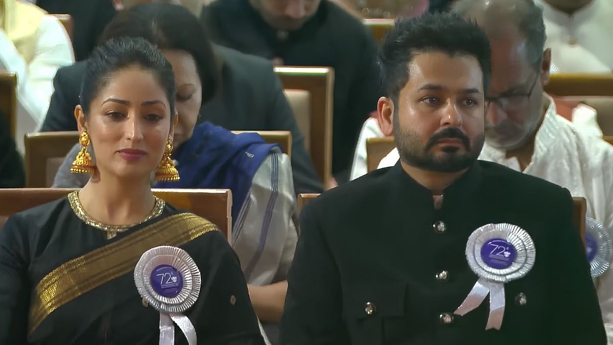 Yami Gautam Graces 72nd National Film Awards In Traditional Black Saree, Twins With Husband And Article 370 Producer Aditya Dhar