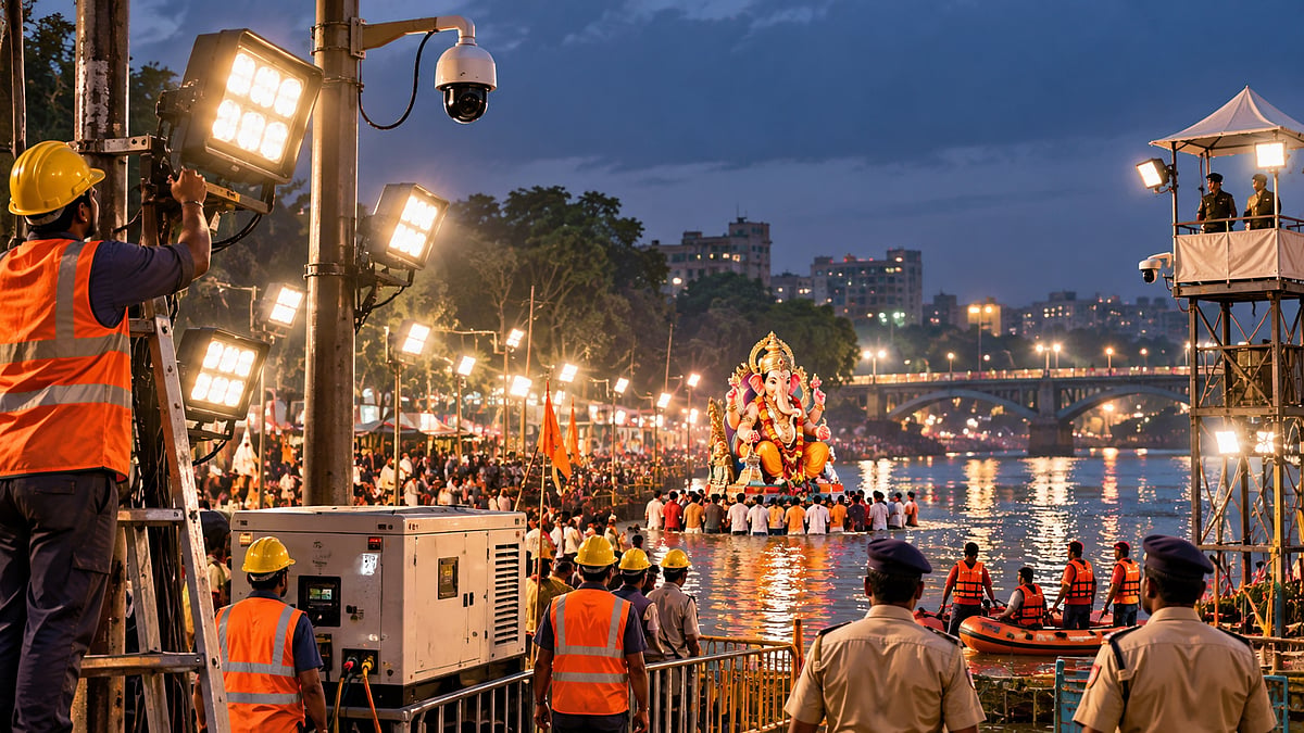 Pune: PMC Makes Electrical Arrangements At Ganesh Immersion Ghats