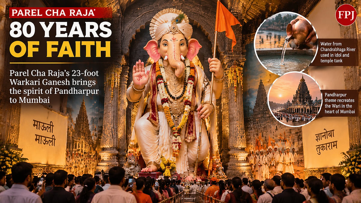 Parel Cha Raja Celebrates 80th Year With 23-Foot Warkari Ganesh Idol And Pandharpur-Themed Setup