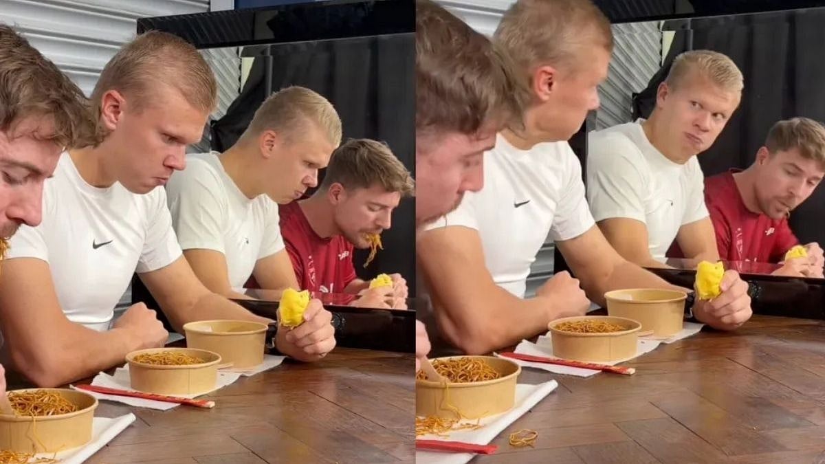 Erling Haaland Recreates Viral AI Meme With MrBeast In Real-Life Parody - WATCH 