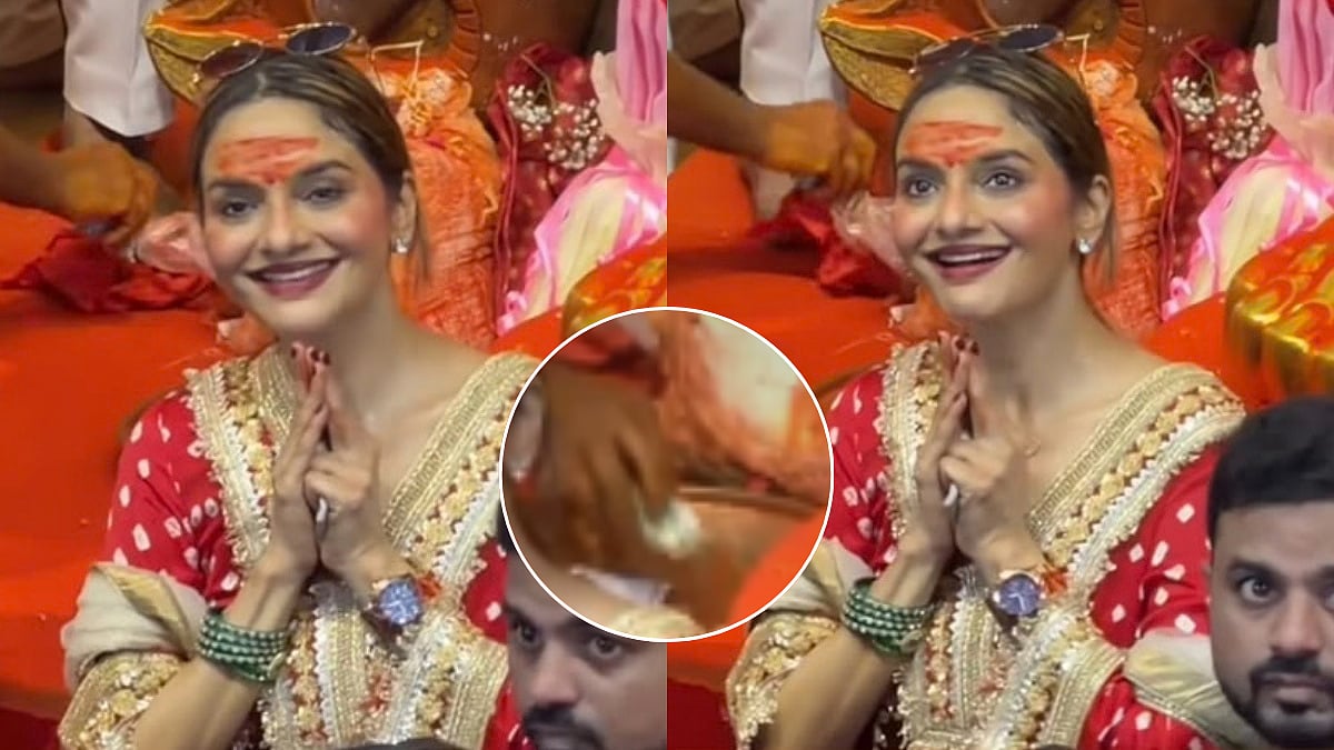 Actress Madhoo's ₹500 Offering 'Hidden' At Mumbai's Lalbaugcha Raja? Viral Video Shows Man Taking Note Away And Hiding It Under Cloth