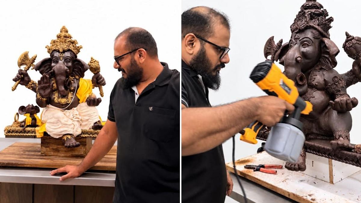 Mumbai Chef Creates 4-Foot, 75-Kg Chocolate Ganesha Idol Entirely By Hand Without Moulds Or Supports