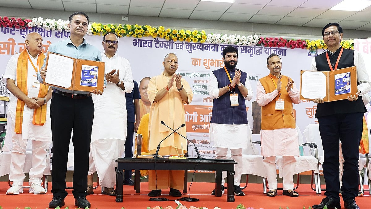 Bharat Taxi Launch: CM Yogi Adityanath Honours Saarthis, Signs MoUs To Expand Mobility Services In UP