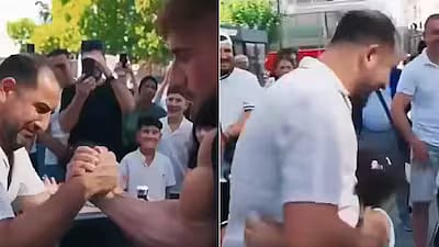 Pro Arm Wrestler Lets Father Win Friendly Match For His Daughter Watching The Game; Viral Video Wins Hearts - WATCH