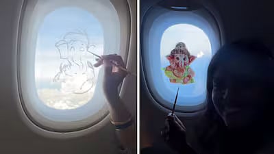 'How Did They Allow?': Artist Paints Lord Ganesha On Flight Window; Later Clarifies ‘Canvas’ Was Transparent Sheet - WATCH 