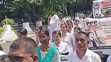 Medical Students Protest Against A Proposal To Operate The Medical College And Hospital Under The PPP Model In Neemuch