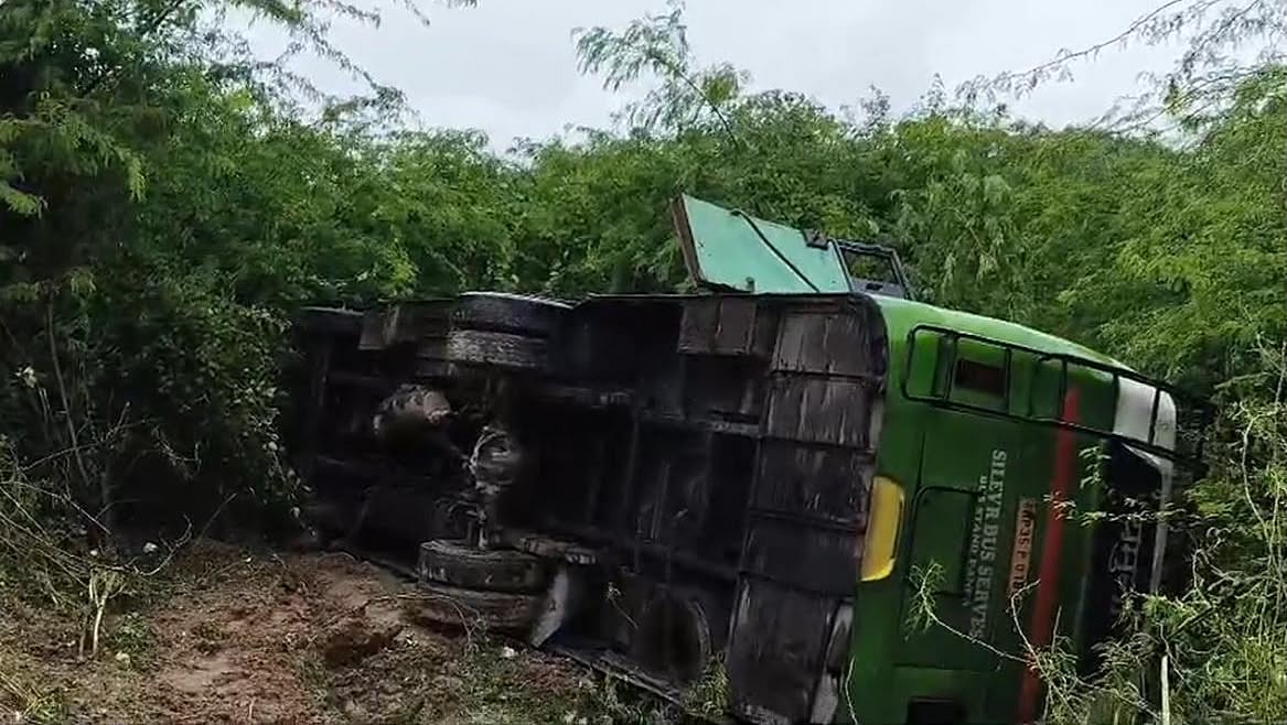 Chhatarpur Bus Accident: Panna-Chandla Passenger Bus Overturns, 10 Passengers Injured | VIDEO