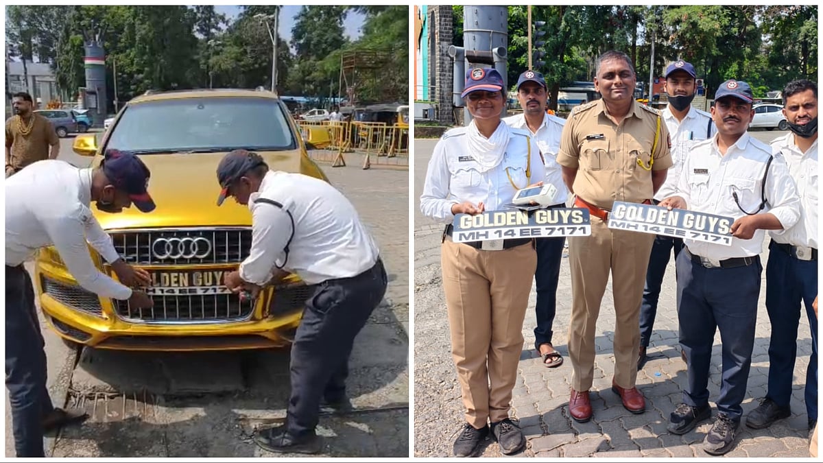 Pune VIDEO: ‘Golden Guys’ Audi Q7 Stopped By Traffic Police, ₹6,500 Fine Over Multiple Violations