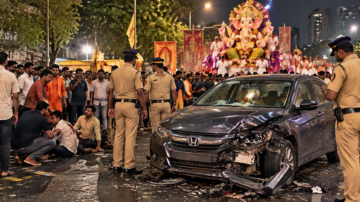 Mumbai Ganpati Procession: 4 Injured After Honda City Allegedly Hits Participants In Prabhadevi