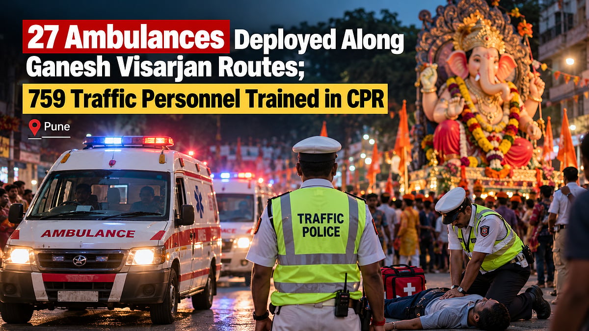 Pune Ganpati Visarjan 2026: 27 Ambulances Deployed Along Immersion Routes; 759 Traffic Personnel Trained In CPR