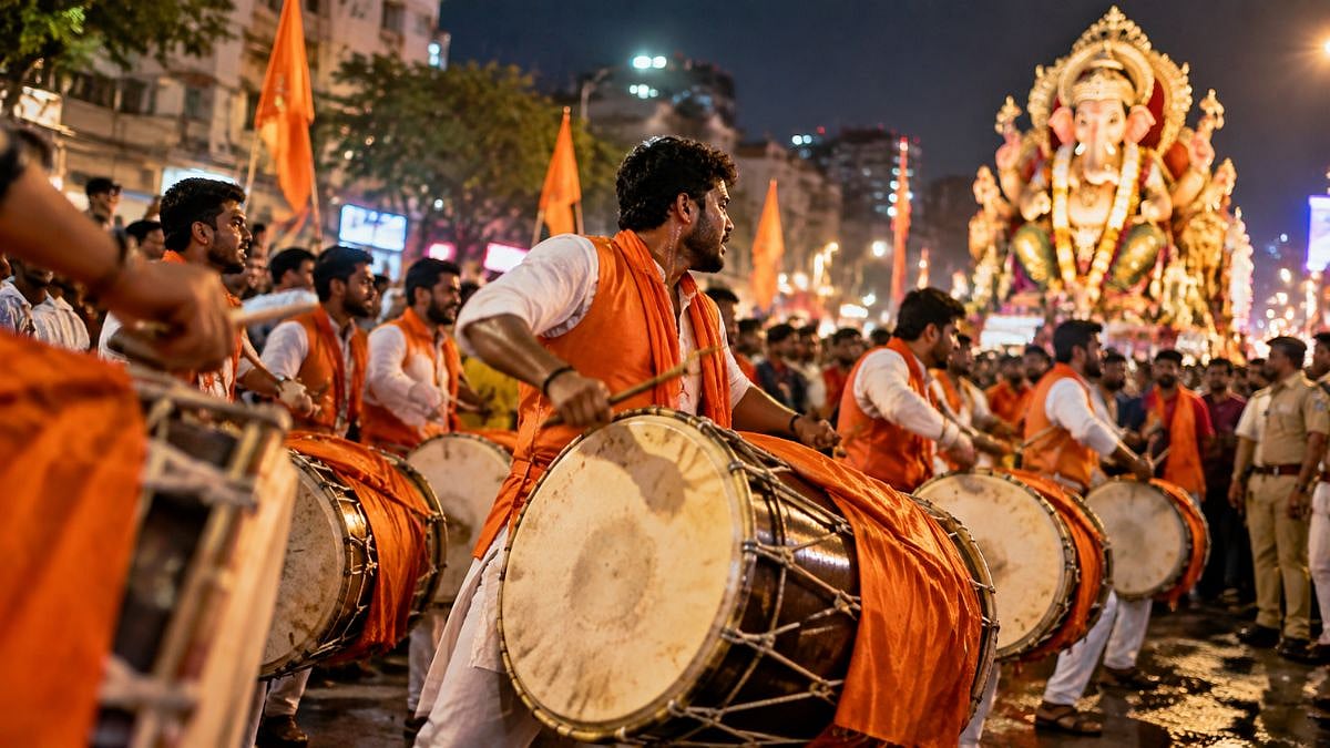 Thane Anant Chaturdashi 2026: Traditional Dhol-Tasha, Brass Bands Push Noise Levels To 100 dB