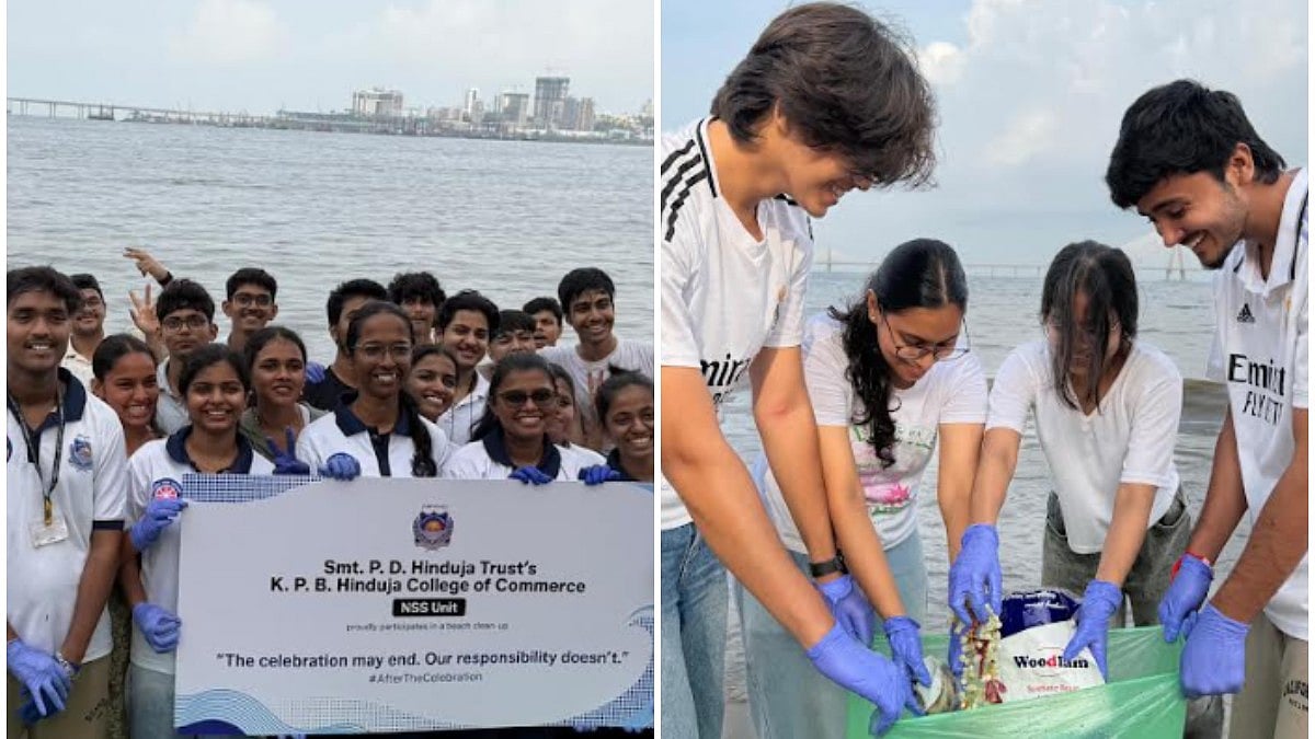 Mumbai Ganesh Visarjan Aftermath: Hinduja College Students, Volunteers Clean Dadar Chowpatty To Protect Marine Environment
