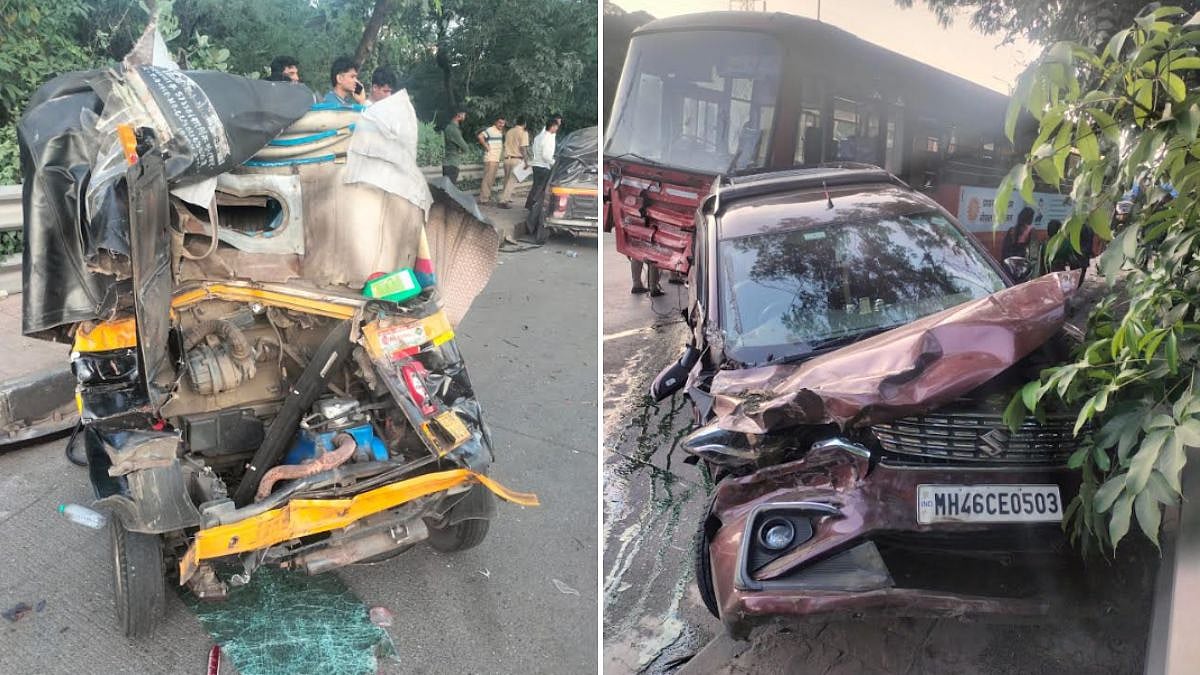 Nine Injured After ST Bus Allegedly Suffers Brake Failure, Rams Into Three Autos And Cars Near Belapur Ghat | Video
