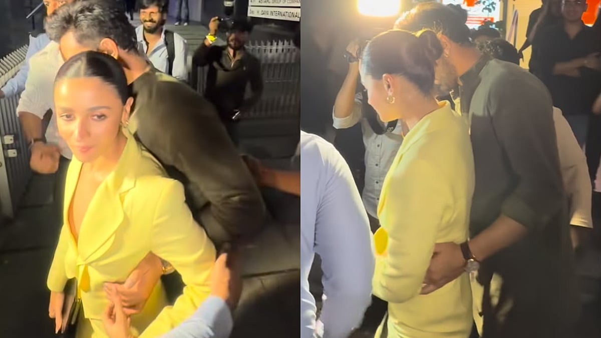 Ranbir Kapoor Holds Alia Bhatt's Waist, Protects Her Amid Paparazzi Chaos After Dinner With Love And War Team In Mumbai – VIDEO