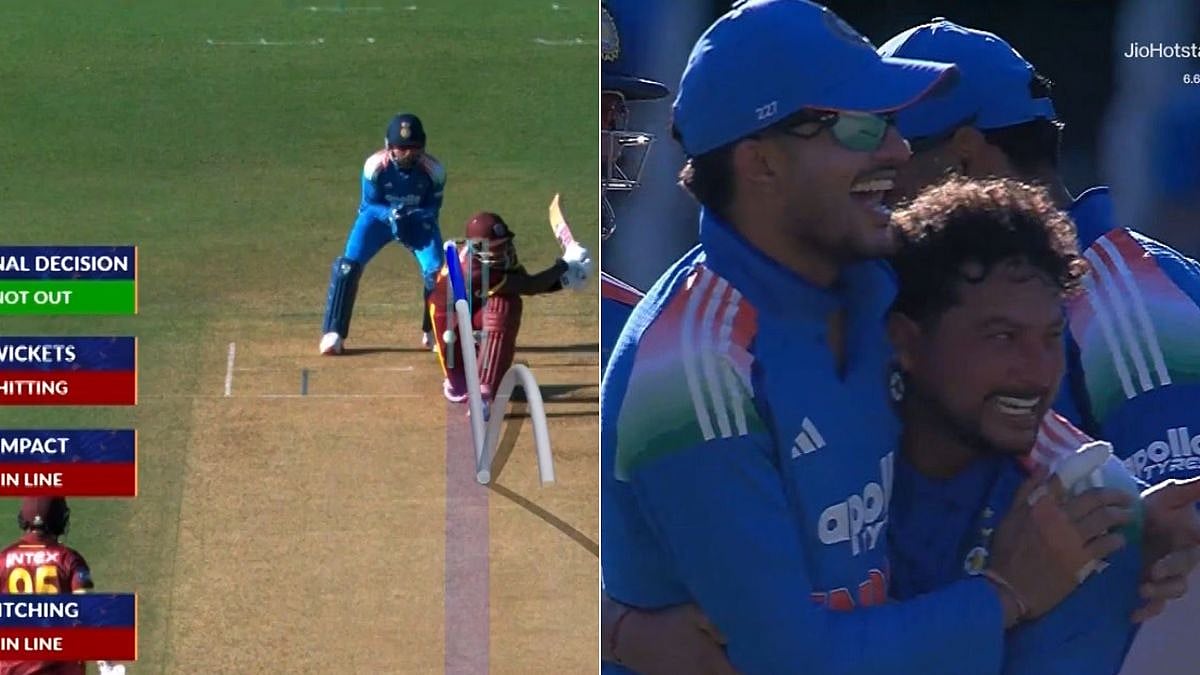 Kuldeep Yadav Convinces Captain Shubman Gill For DRS; Celebrates Wildly After Dismissing Centurion Justin Greaves In IND Vs WI 1st ODI | VIDEO