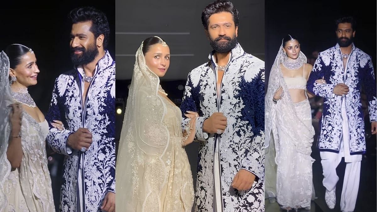 Alia Bhatt Dazzles In Ivory Saree, Walks Ramp With Vicky Kaushal As Showstoppers At Manish Malhotra’s Mijwan Show | Watch