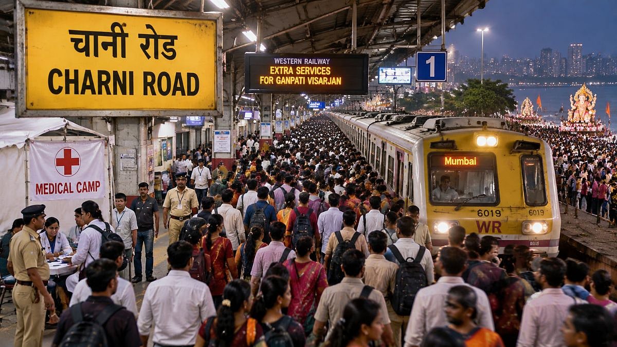 Mumbai Ganpati Visarjan 2026: Charni Road Footfall Nearly Doubles As Journey Passengers Reach 26,098