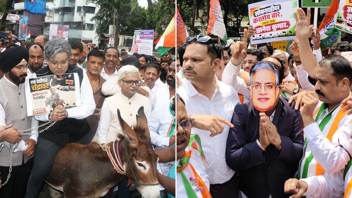 Thane: Congress, NCP-SP Stage Protests Over Voter Rolls, Form 6 Changes And CEC Gyanesh Kumar | VIDEO