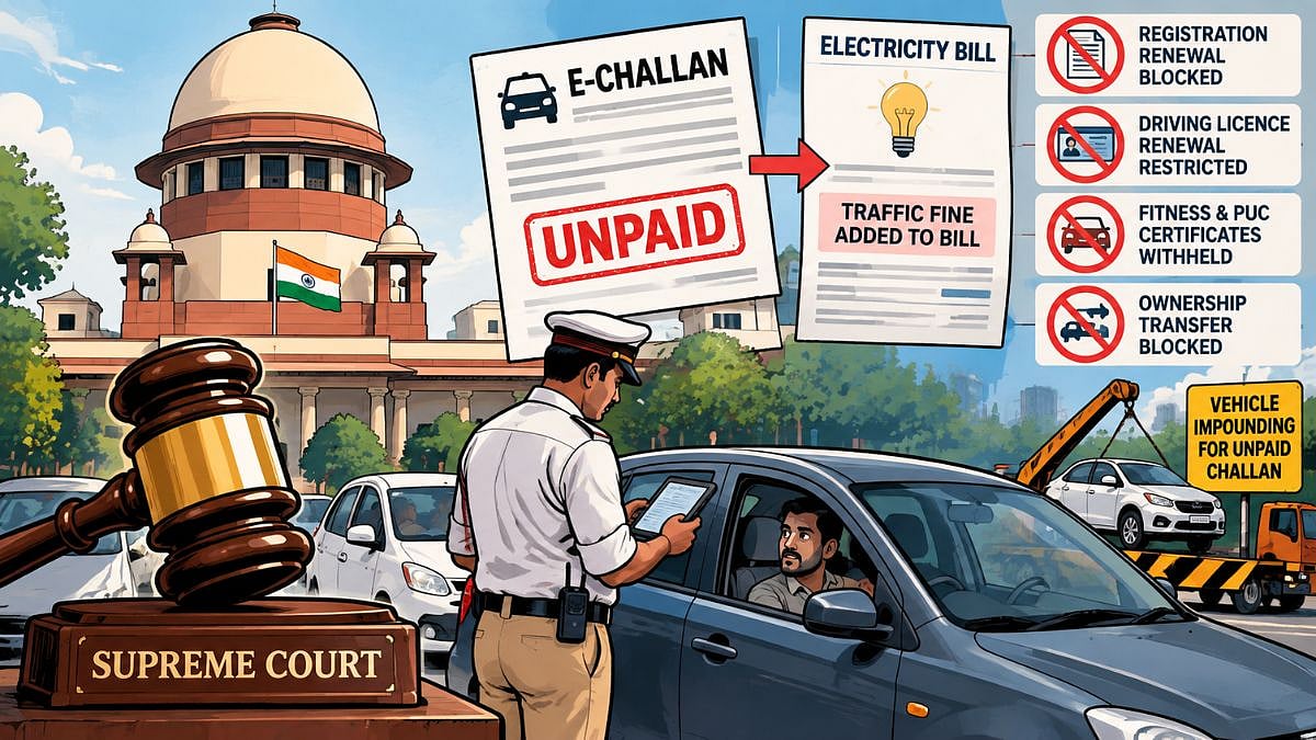 Supreme Court Suggests Linking Unpaid Traffic Challans To Electricity Bills, Vehicle Service Restrictions To Recover Outstanding Fines