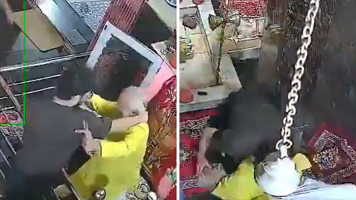 Caught On Cam: Jaipur Priest Assaulted Inside Temple Following Argument Over Loud Devotional Music; 2 Arrested