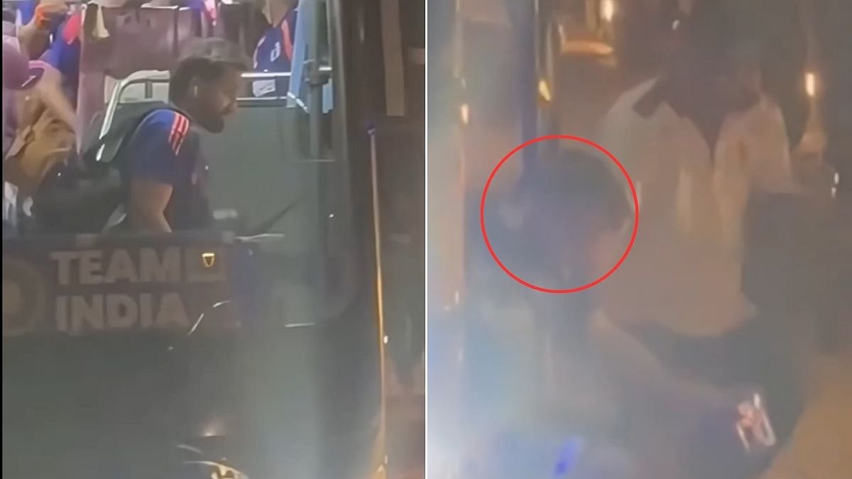 Viral Video Shows Rohit Sharma Escape Injury After Slipping On Team Bus Stairs Following IND Vs WI 1st ODI