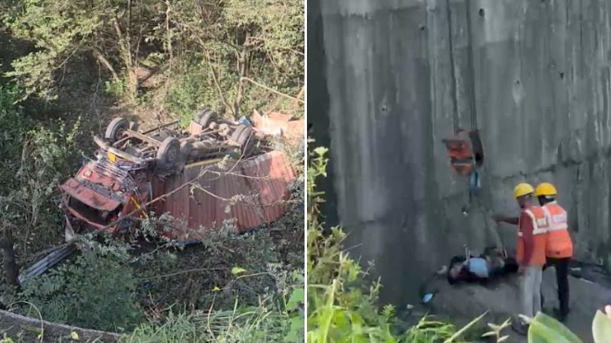 Mumbai-Pune Expressway Accident: Container Driver Dies After Vehicles Plunge Into 35-Foot Gorge In Raigad’s Khalapur