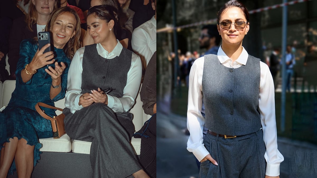 Keerthy Suresh Makes Milan Fashion Week Debut In Effortlessly Chic Grey Power Suit At Giorgio Armani Show