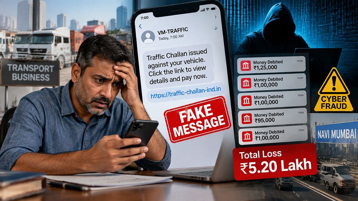 Navi Mumbai Cyber Fraud: 46-Year-Old Kalamboli Businessman Duped Of ₹5.20 Lakh In Fake Traffic Challan Scam; Case Registered