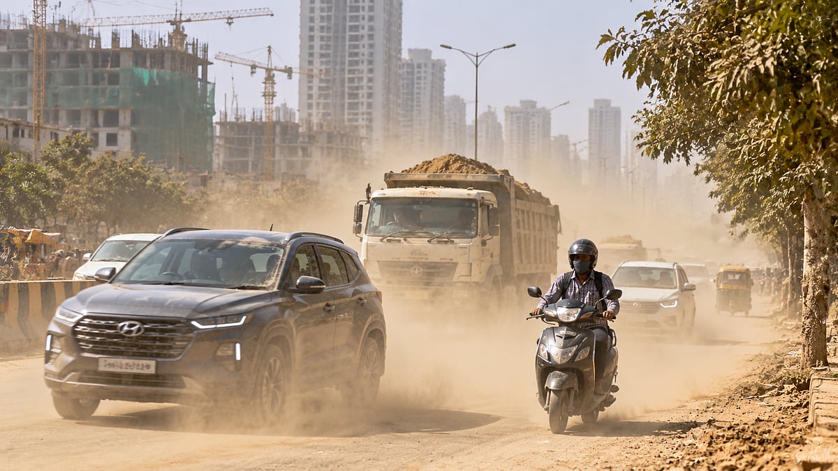 Kharghar Roads Covered In Dust As Residents Raise Health Concerns, Seek Immediate Action From Civic Body