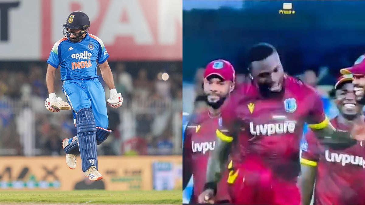 West Indies Pacer Jayden Seales Mimics Rohit Sharma's Century Celebration After Dismissing Him For 101; Watch VIDEO
