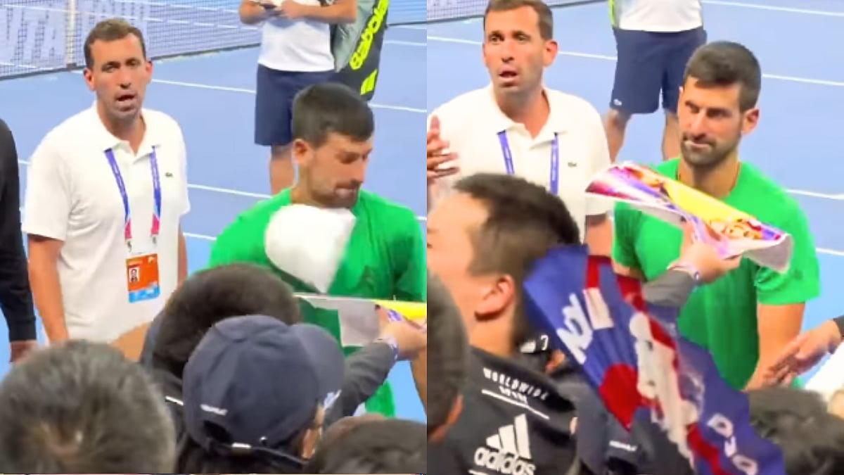 Novak Djokovic Gives Cold Stare As Fan Throws Cap At Him During China Open Autograph Session | WATCH