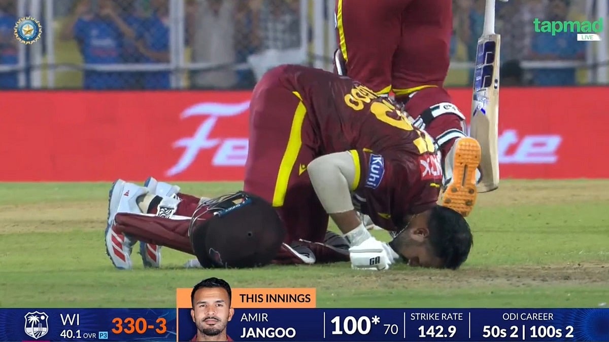 Amir Jangoo Performs 'Sajda' After Smashing Hundred In IND vs WI 2nd ODI At Guwahati; Watch VIDEO