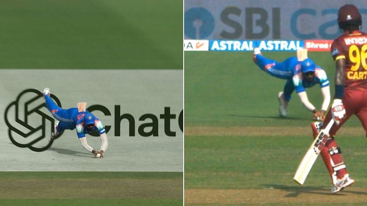 Controversy In IND Vs WI 2nd ODI? Naman Dhir Takes Stunning Diving Catch; Umpires Rule In Favour Of India | VIDEO