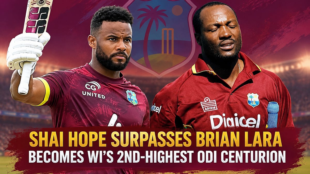 IND vs WI 2nd ODI: Shai Hope Surpasses Brian Lara With 20th Century As West Indies Smash Record 405/7