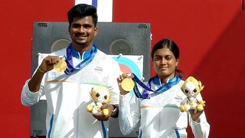 Bullseye! Indian Archers Chikitha Taniparthi & Sahil Jadhav Clinch Gold Medal In Compound Mixed Team Event At Asian Games