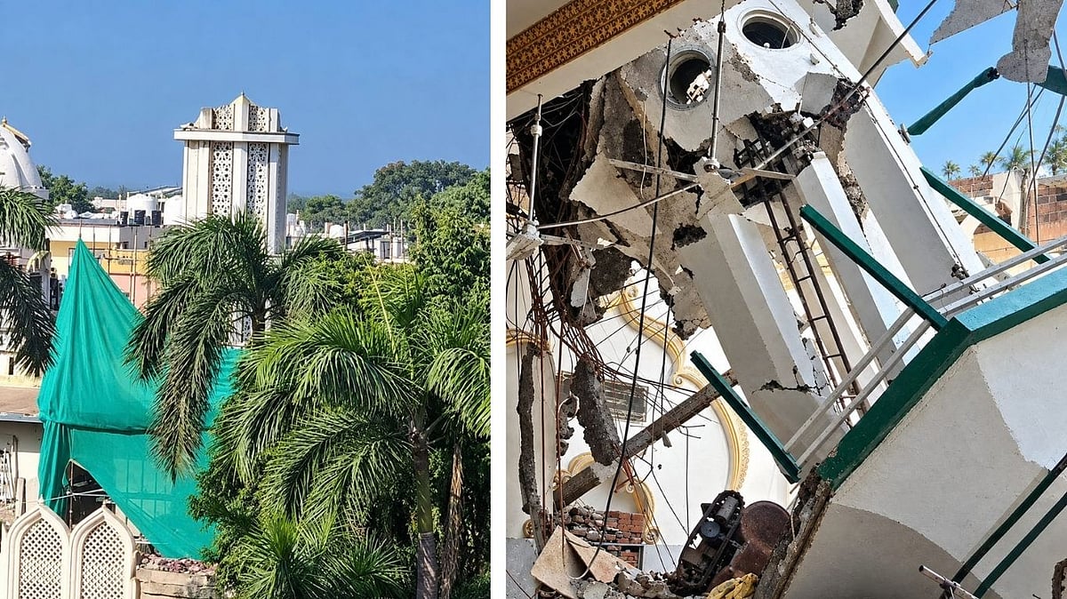 Ujjain Shahi Masjid Minar Removal: Part Of Mosque Damaged After Minar Collapses During Road Widening Work; Collector Appeals Against Rumours