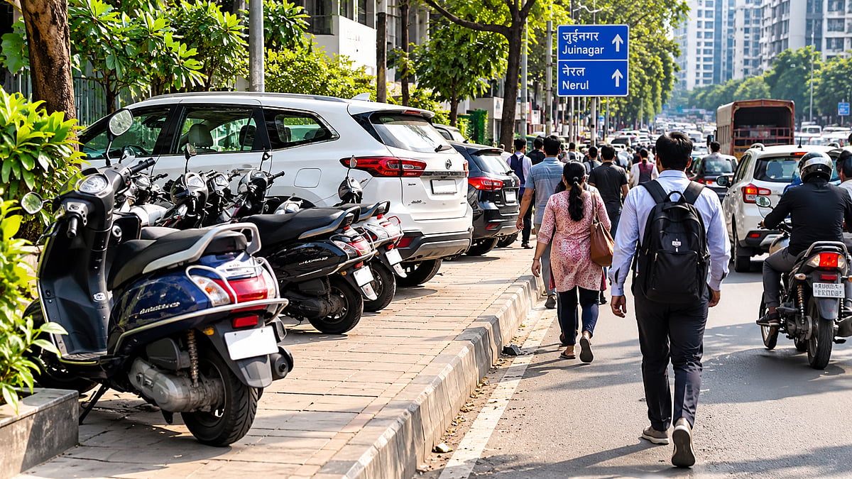 Navi Mumbai Footpaths Turn Into Parking Spots In Juinagar, Nerul, Residents Forced To Walk On Busy Roads