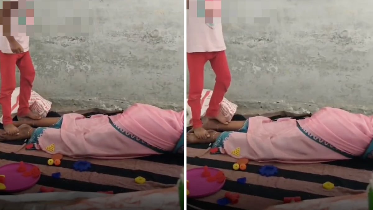 Chhindwara Aanganwadi Viral Video: Anganwadi Worker Relaxes On Floor, Gets Foot Massage From Schoolgirl In Chhindwara | VIDEO