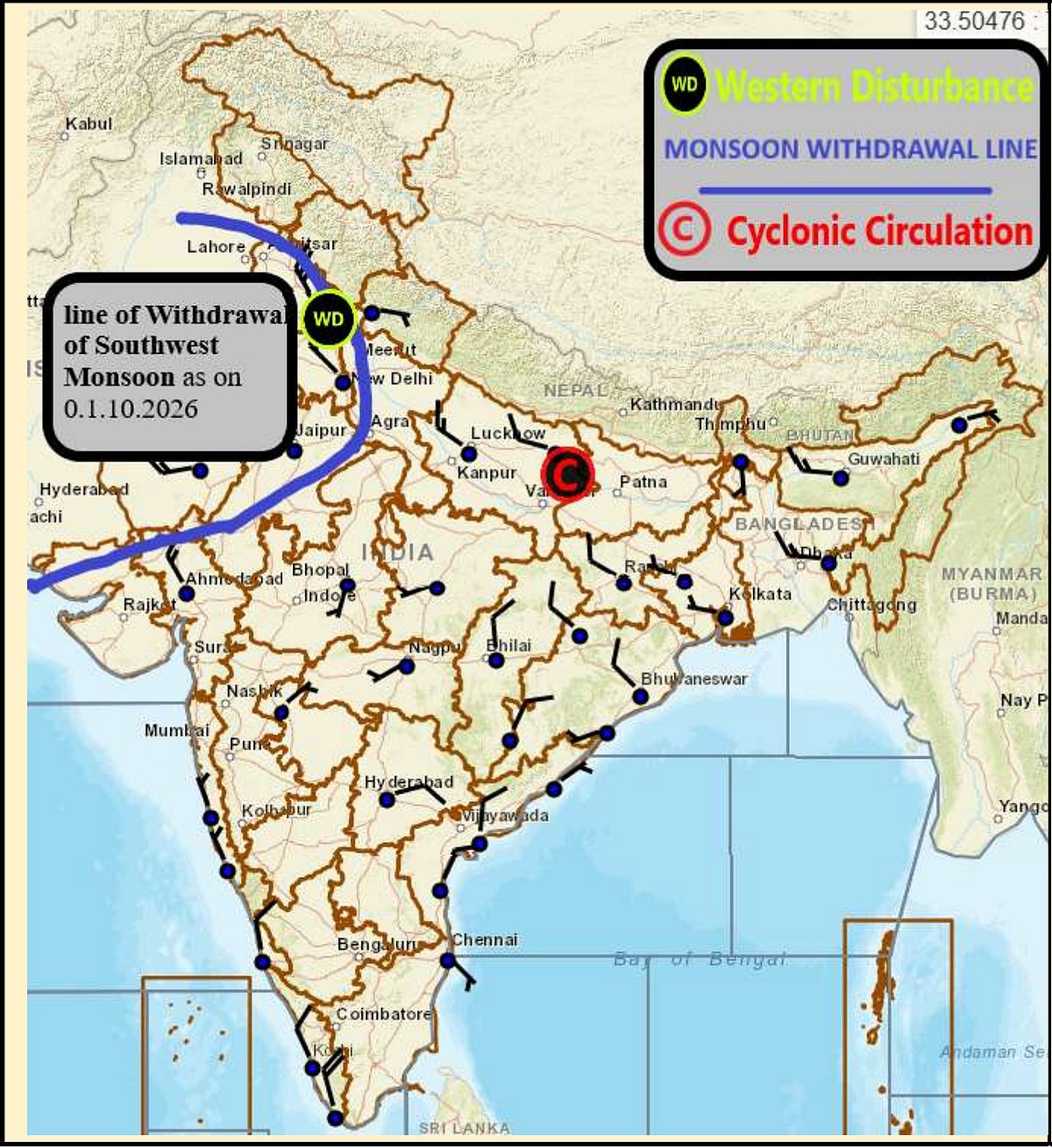 Weather systems affecting Madhya Pradesh at present