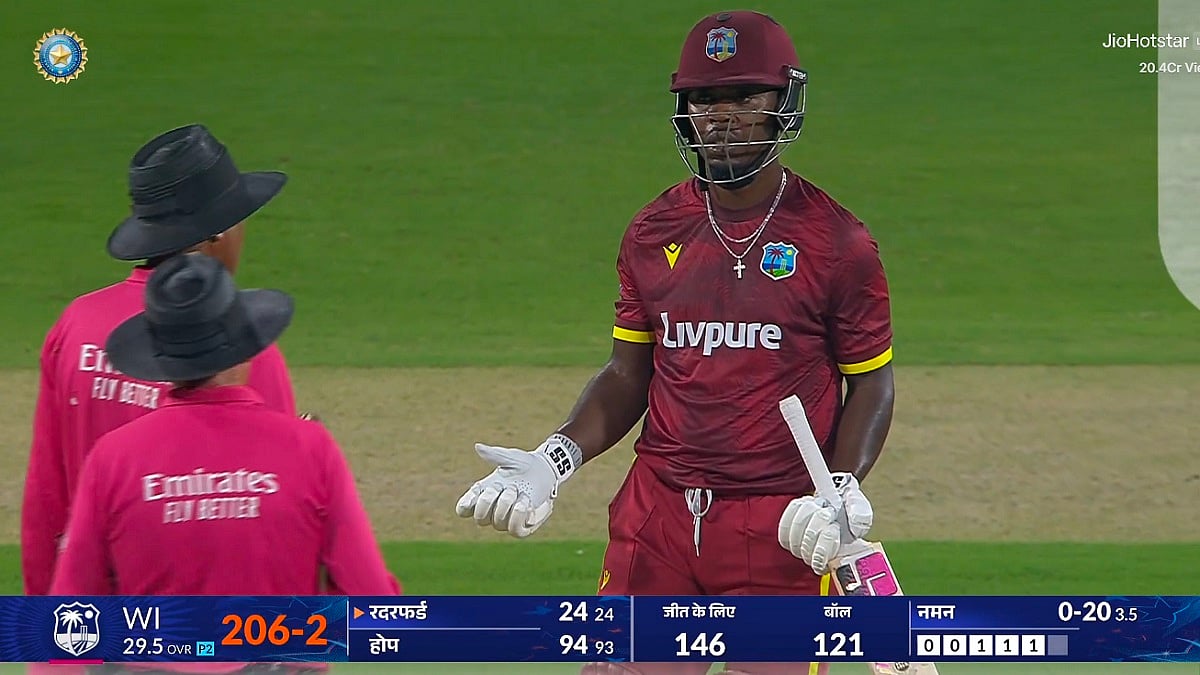Sherfane Rutherford Furious Over On-Field Umpires After DRS Confirms Caught-Behind Dismissal In IND Vs WI 3rd ODI