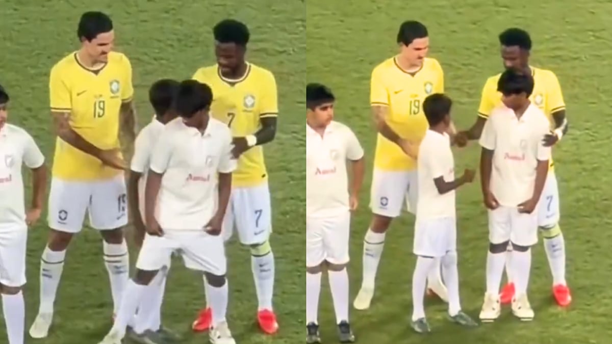 Vinicius Junior Seemingly Changes Child Mascot As Height Difference Catches Attention Ahead Of IND vs BRA Match | Video