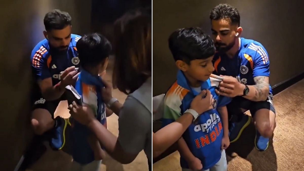 Virat Kohli Shares Heartwarming Moment With Young Fan In Matching India Kit; Video Viral
