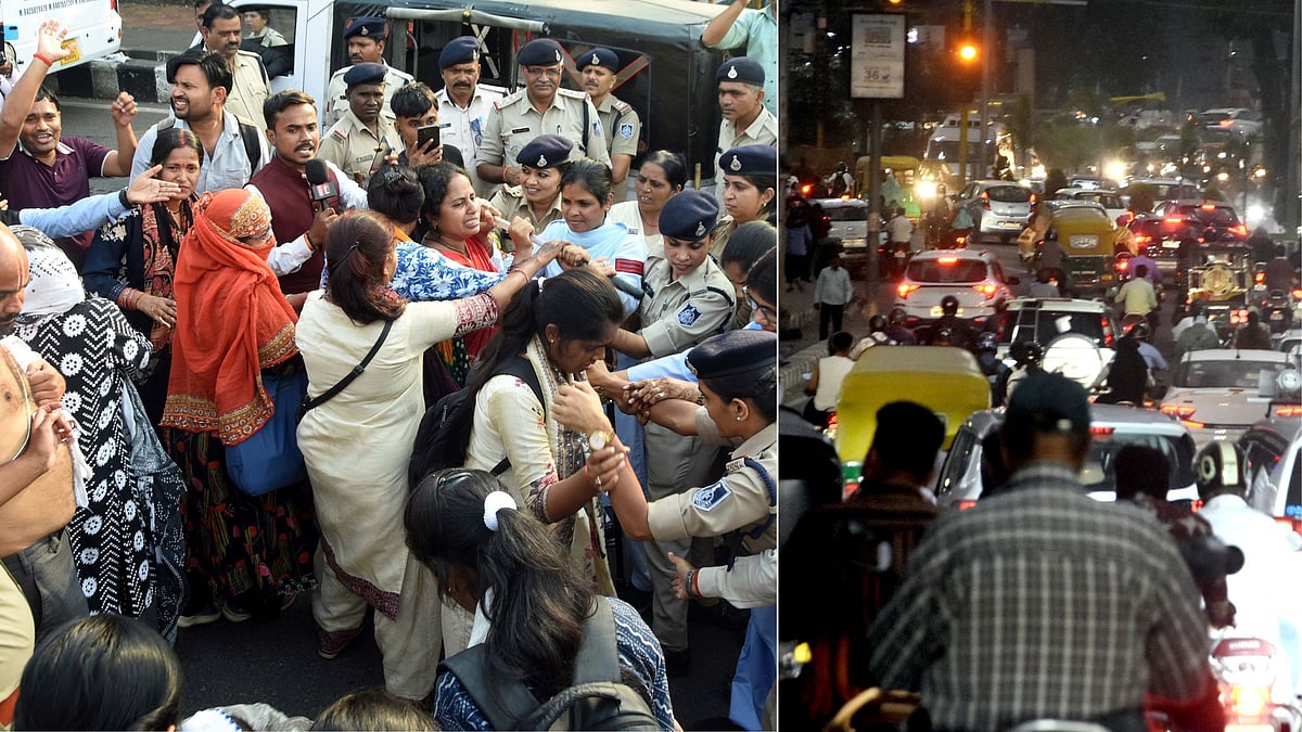 From Roshanpura To DPI, Teacher Protests Spread Across Bhopal As Traffic Crawls