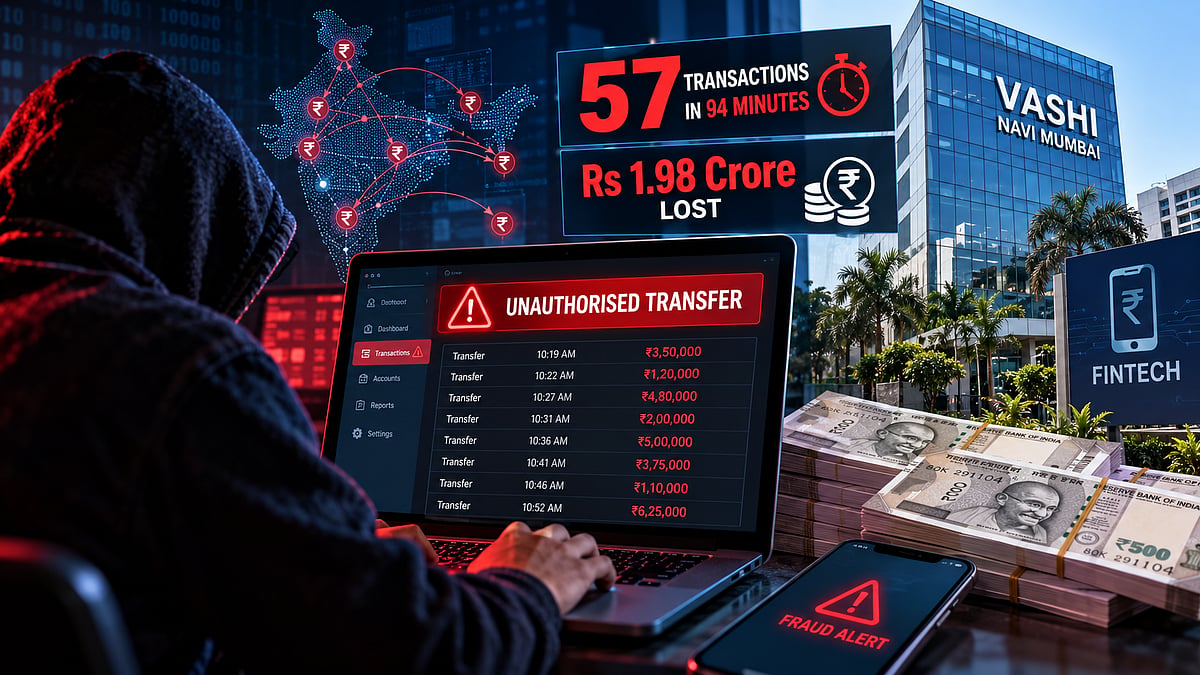 Navi Mumbai Cyber Fraud: Vashi Fintech Firm Loses ₹1.98 Crore In 57 Unauthorised Transfers Within 94 Minutes