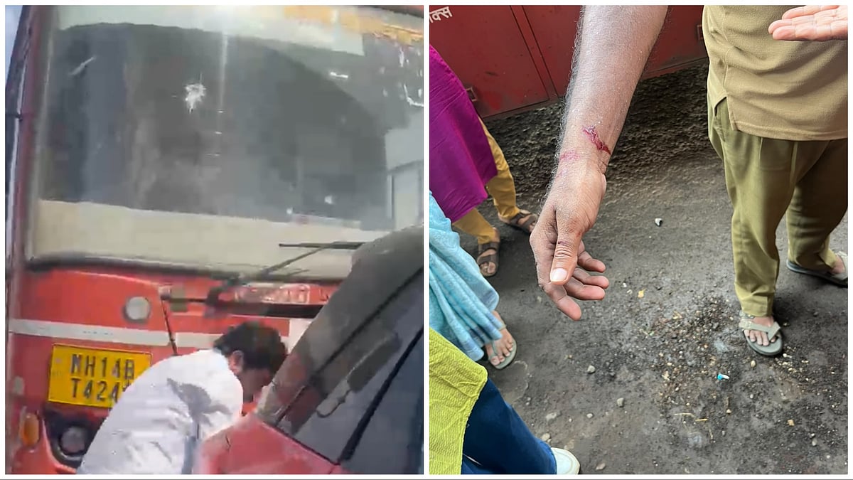 Pune Road Rage: Man Attacks Mumbai-Bound MSRTC Bus In Chakan | WATCH